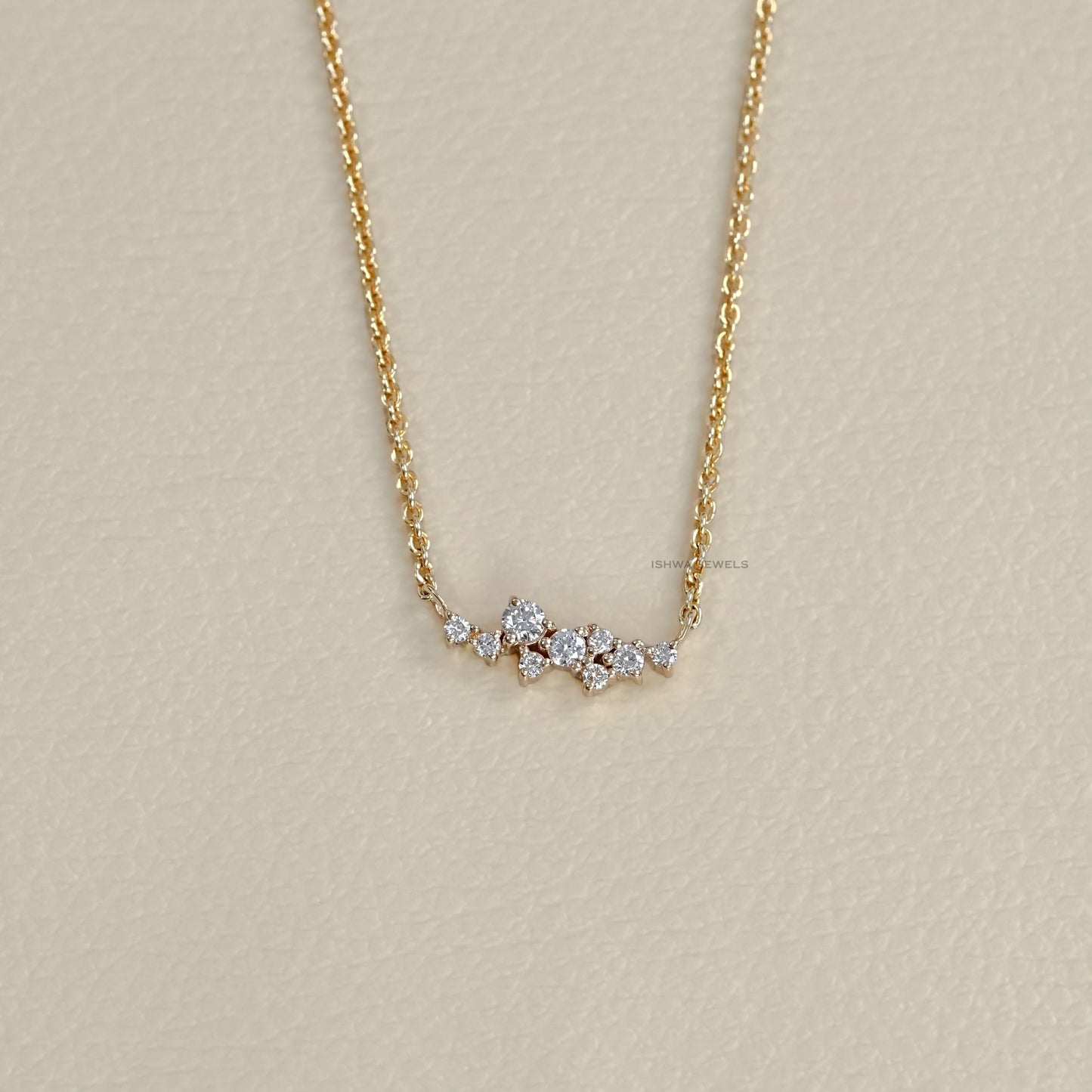 Round Diamond Cluster Set Necklace