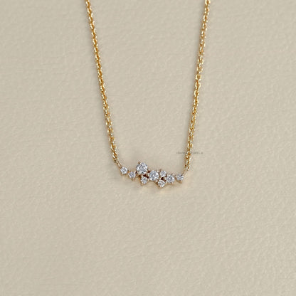 Round Diamond Cluster Set Necklace