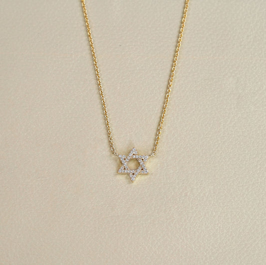David Star Shape Round Cut Necklace