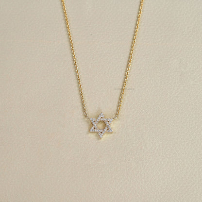 David Star Shape Round Cut Necklace