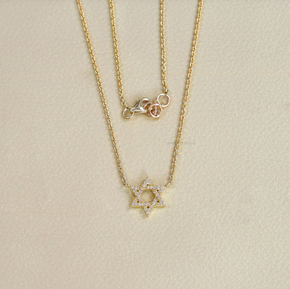 David Star Shape Round Cut Necklace