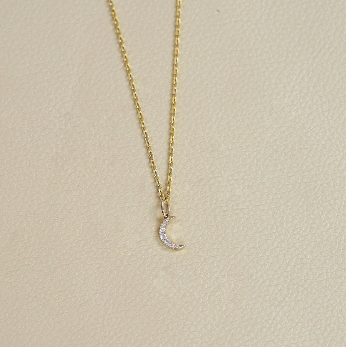 Round Lab Diamond Moon Necklace
