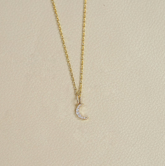 Round Lab Diamond Moon Necklace