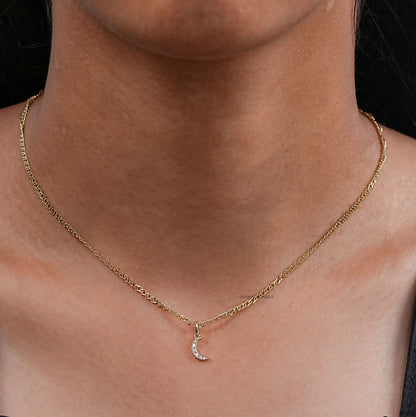Round Lab Diamond Moon Necklace