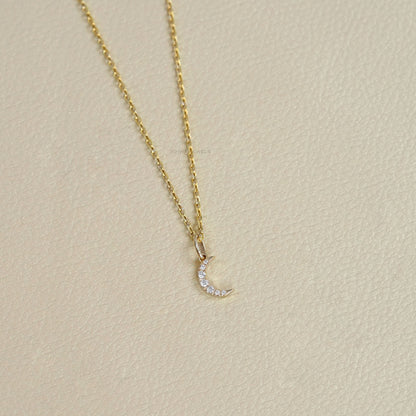 Round Lab Diamond Moon Necklace