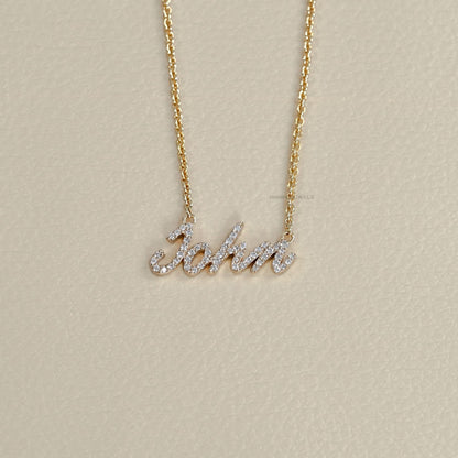 Round Lab Diamond Name Necklace