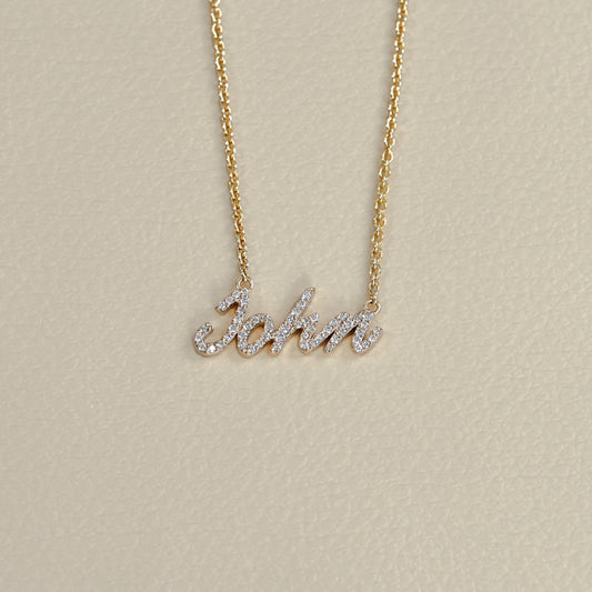 Round Lab Diamond Name Necklace