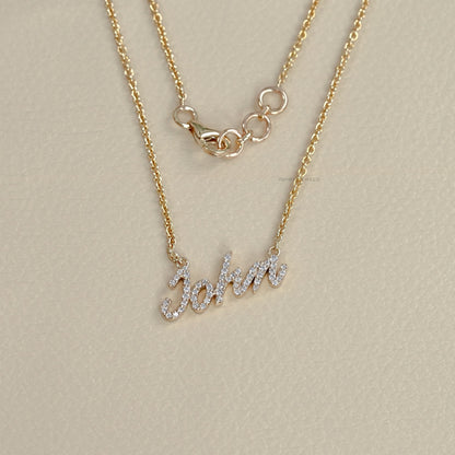 Round Lab Diamond Name Necklace