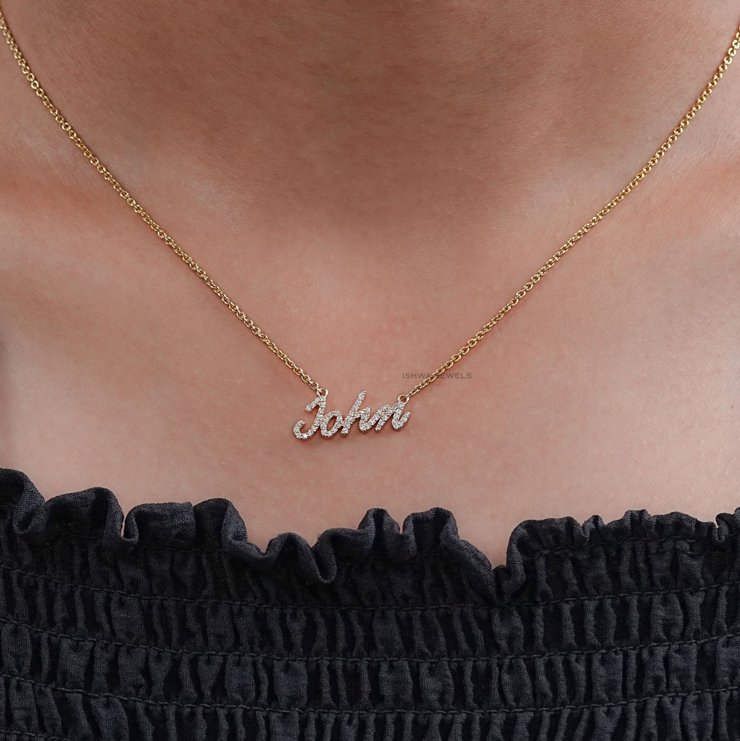 Round Lab Diamond Name Necklace