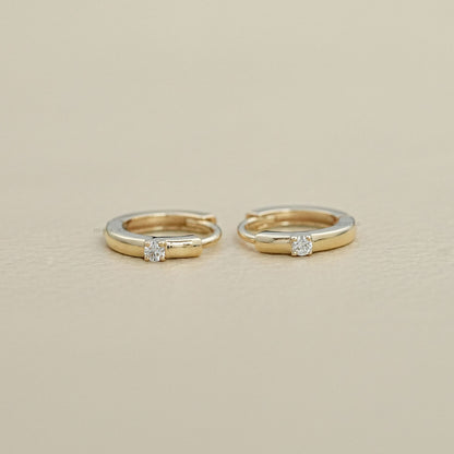 Single Round Diamond Hoop Earring