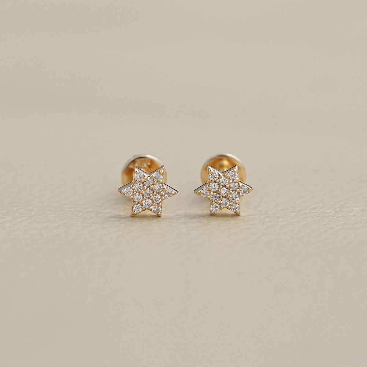 Star Shape Round Diamond Stud Earring