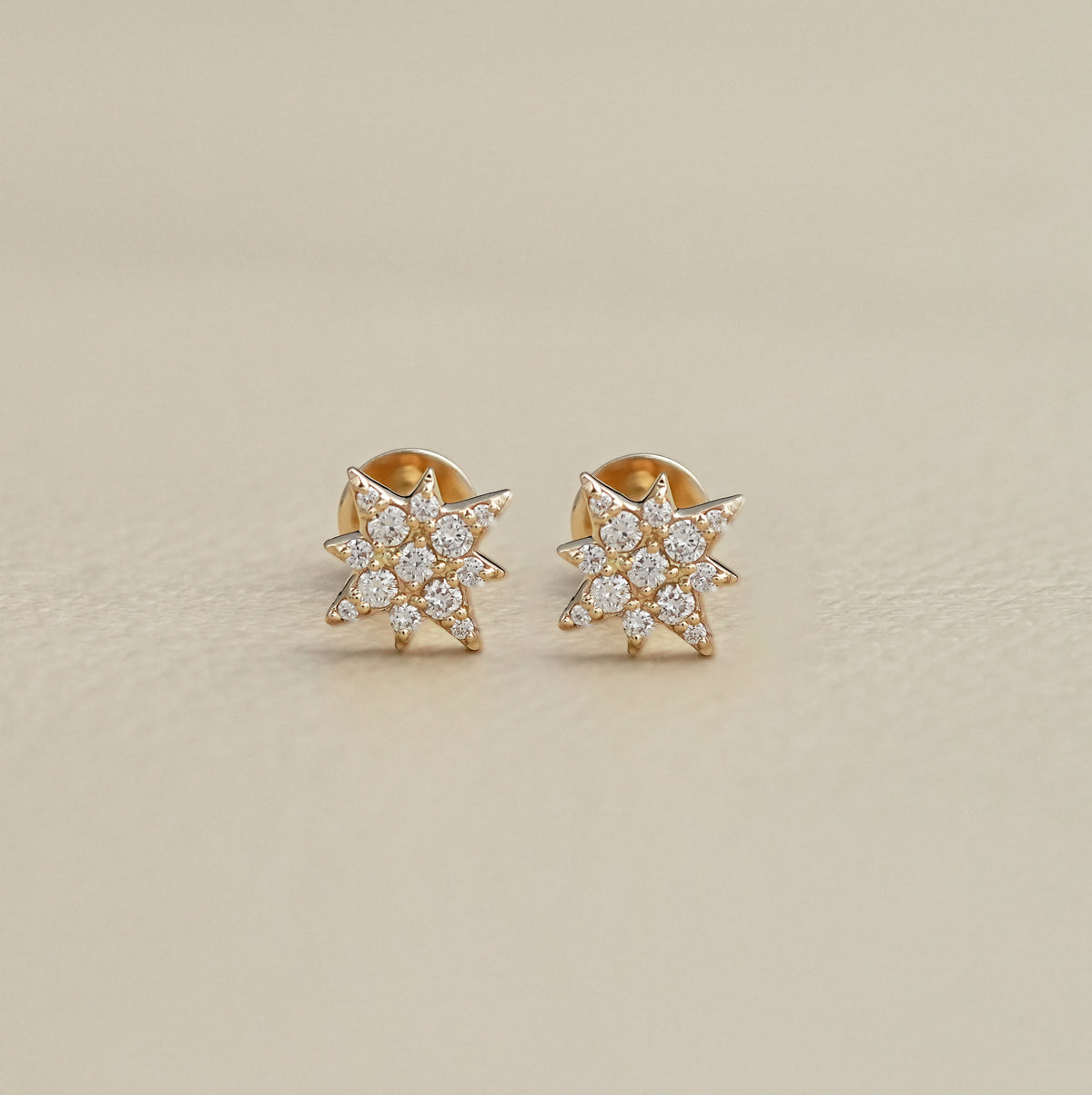 Round Diamond Starburst Stud Earring