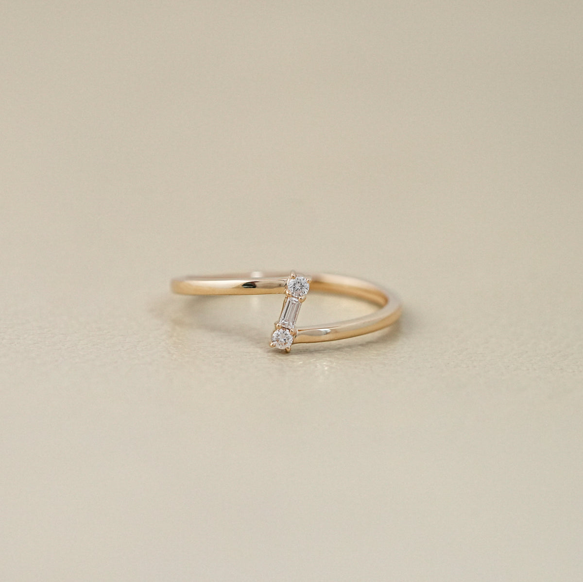 Three Stone Baguette Cut Bypass Ring