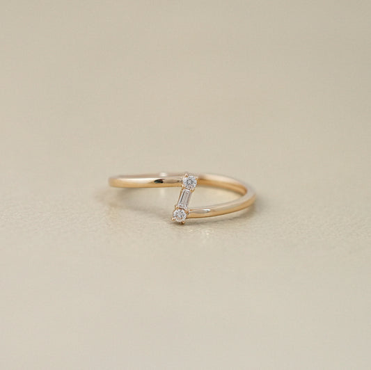 Three Stone Baguette Cut Bypass Ring