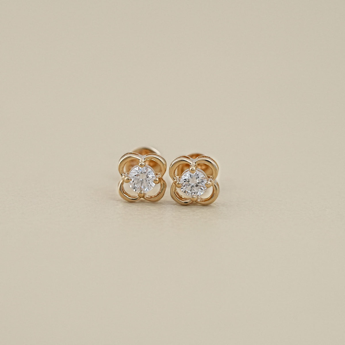 Round Lab Grown Diamond Flower Earrings