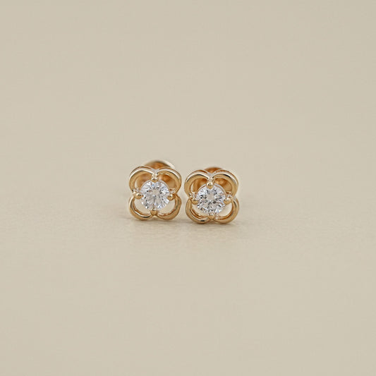 Round Lab Grown Diamond Flower Earrings