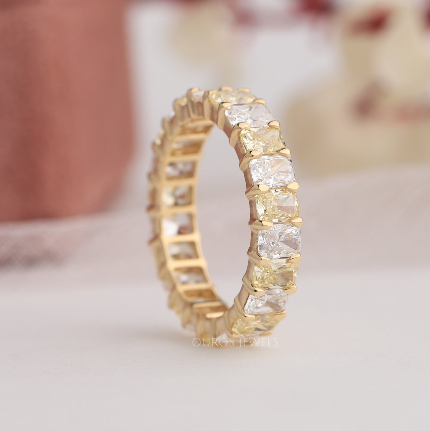 Yellow  Radiant  Cut  Lab Diamond  Band