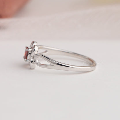 Red Asscher Cut  Lab Diamond  Dainty Ring