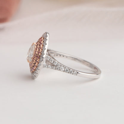 Pear Diamond Halo Engagement Ring