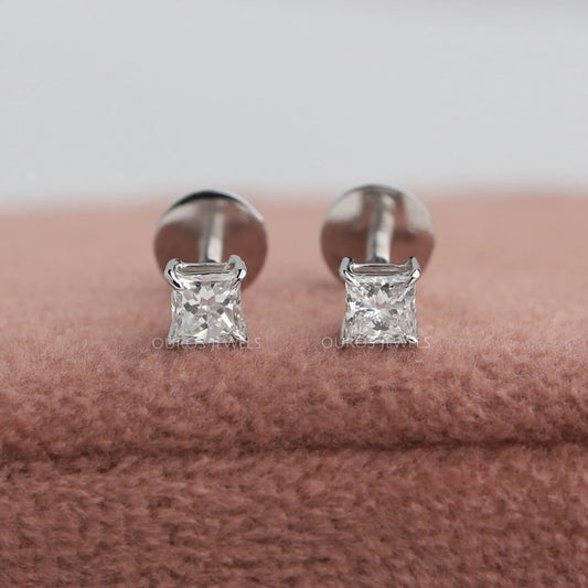 Princess Cut Lab Diamond Stud Earrings