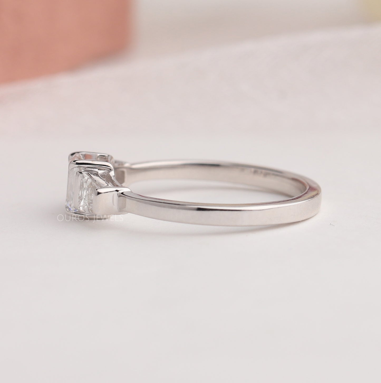 Emerald Diamond Three Stone Ring