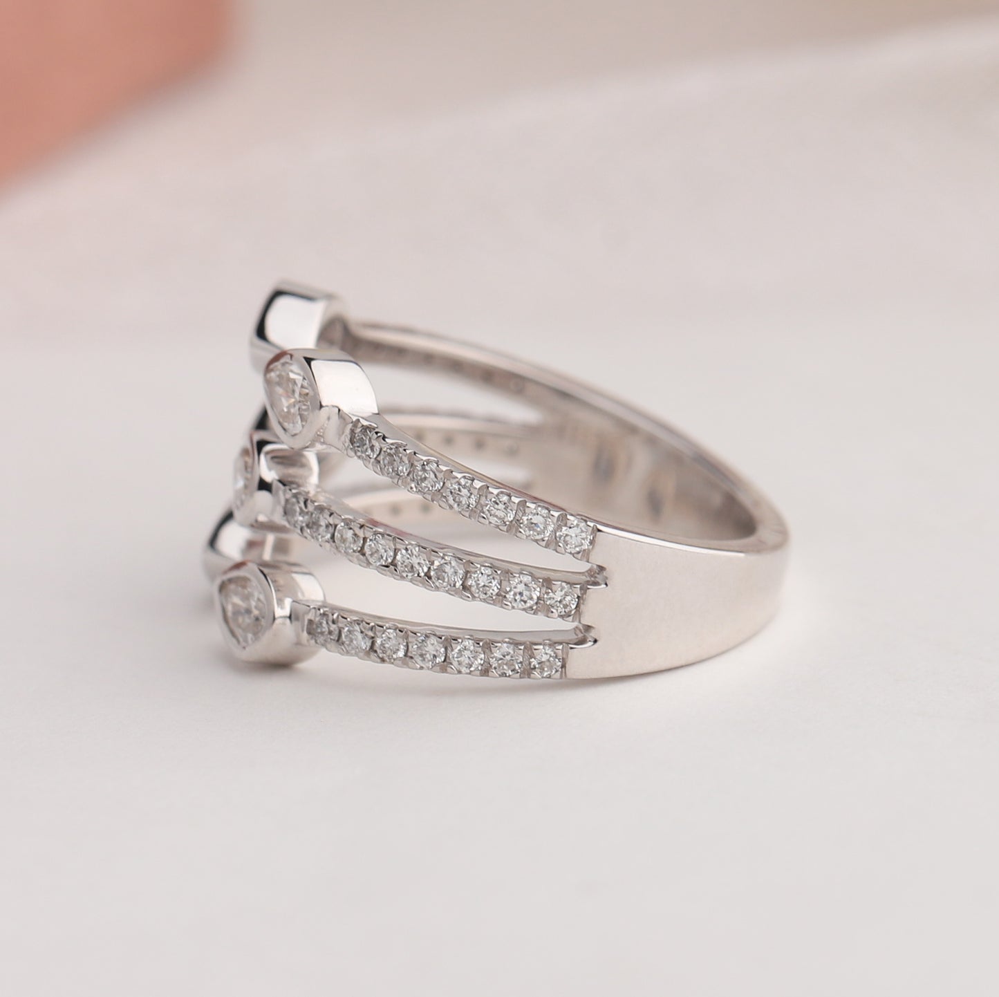 Pear Diamond Bezel Set Open  Band