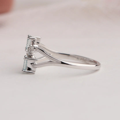 Green Princess Cut Bypass Ring