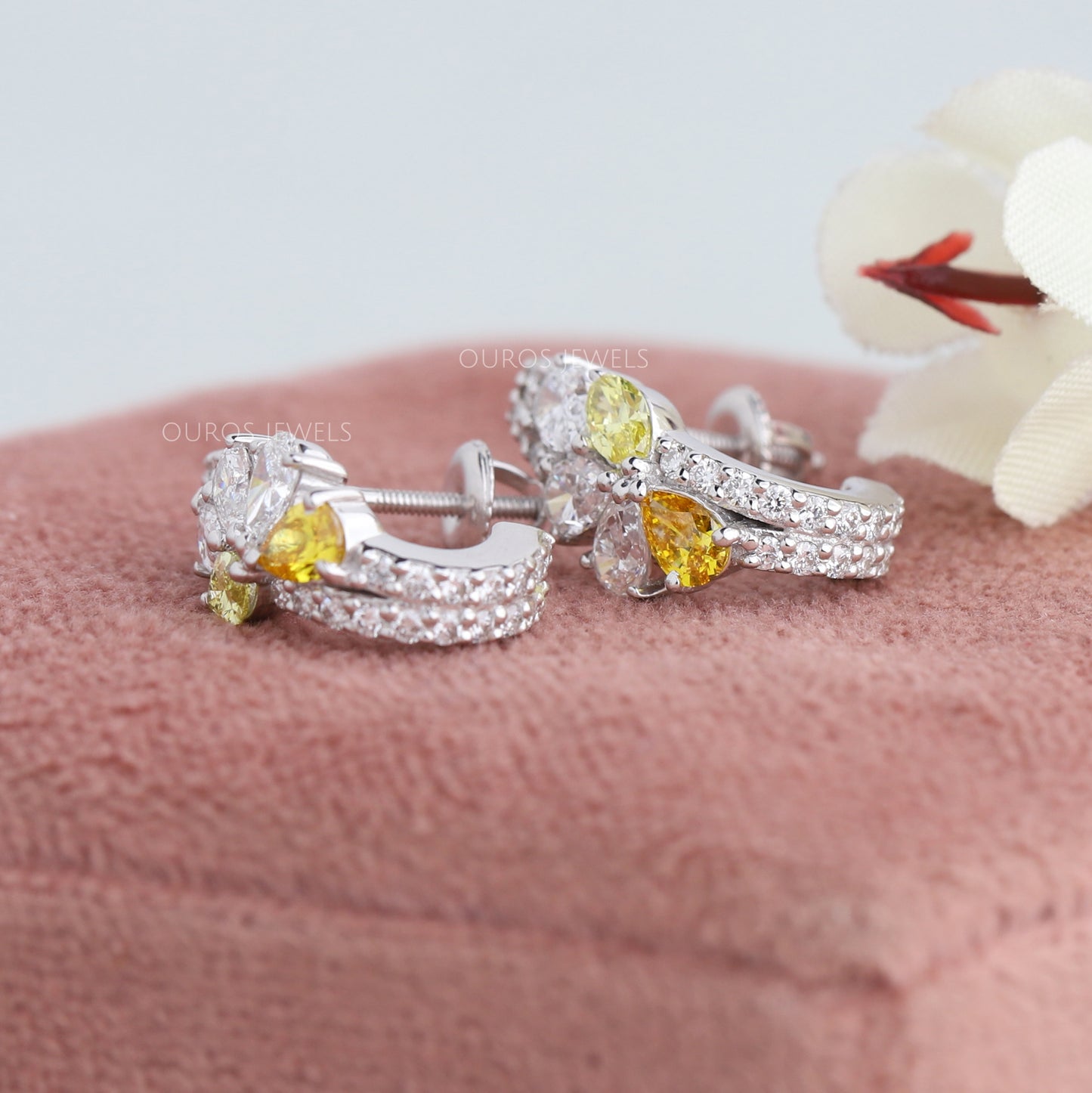 Multi  Shape Pear & Round Cut Earrings