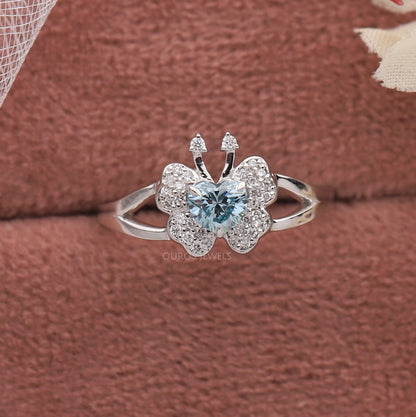 Heart Cut Butterfly Diamond Ring