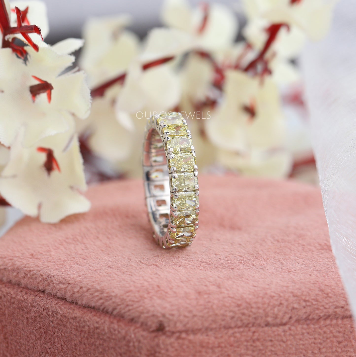 Yellow Radiant  Cut Eternity  Wedding Band