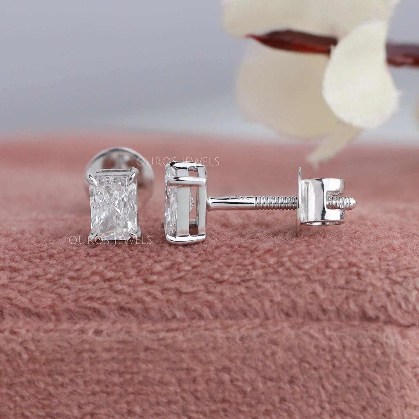 Radiant  Cut  Lab Diamond Stud