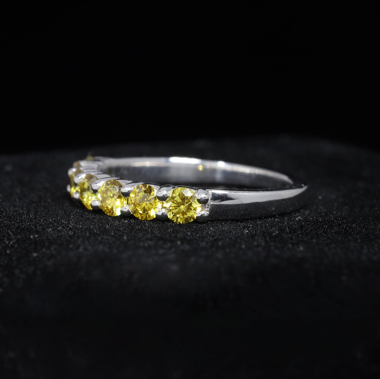 Yellow Round Half Eternity Ring