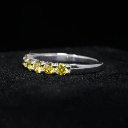 Yellow Round Half Eternity Ring