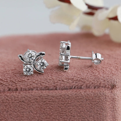 Twisted Round  Cut  Stud  Earrings