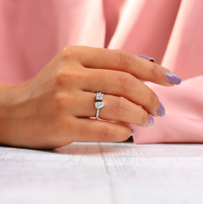 Princess & Pear Diamond Toi Et Moi Ring