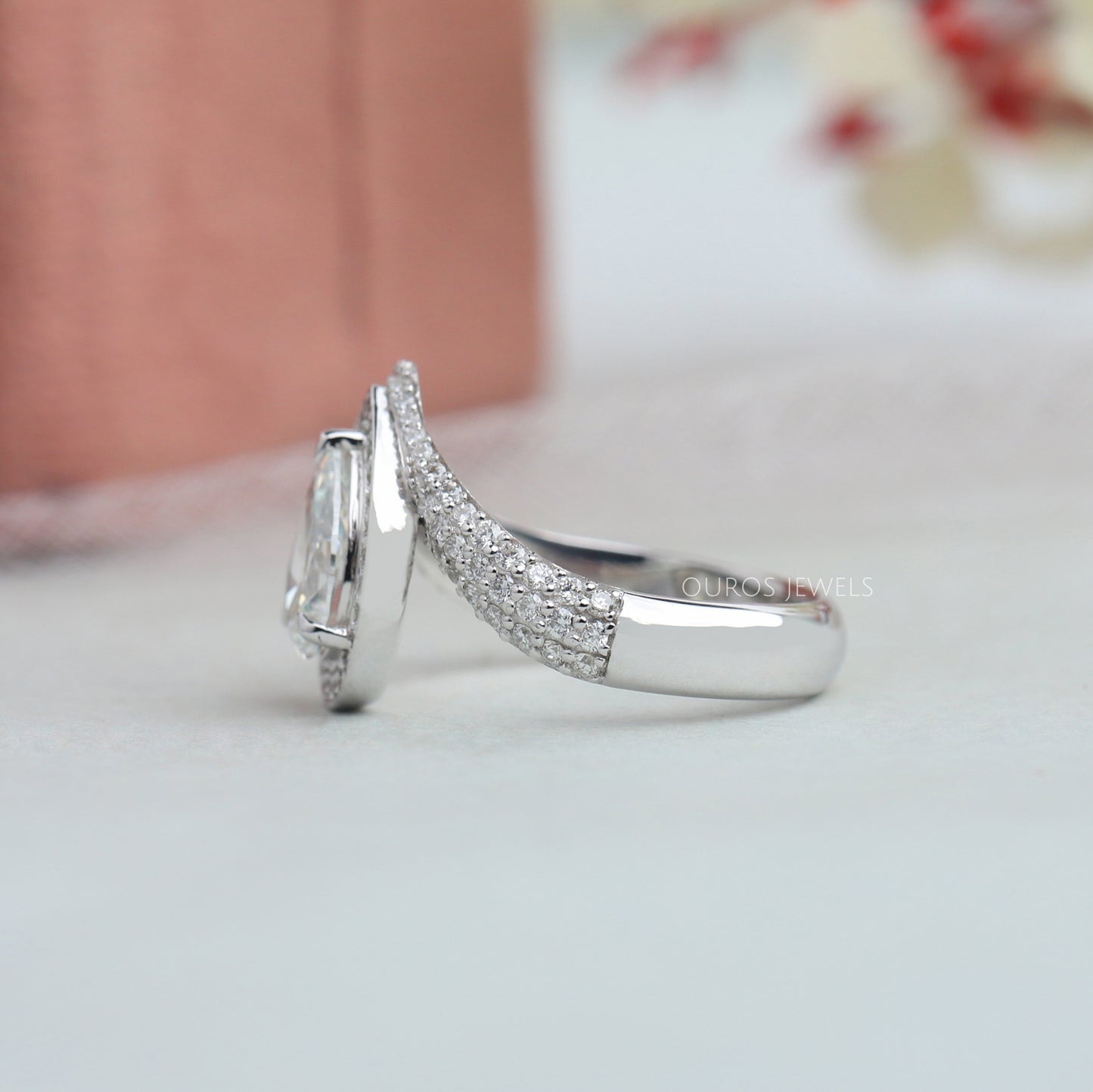 Pear Cut Diamond Halo Engagement Ring
