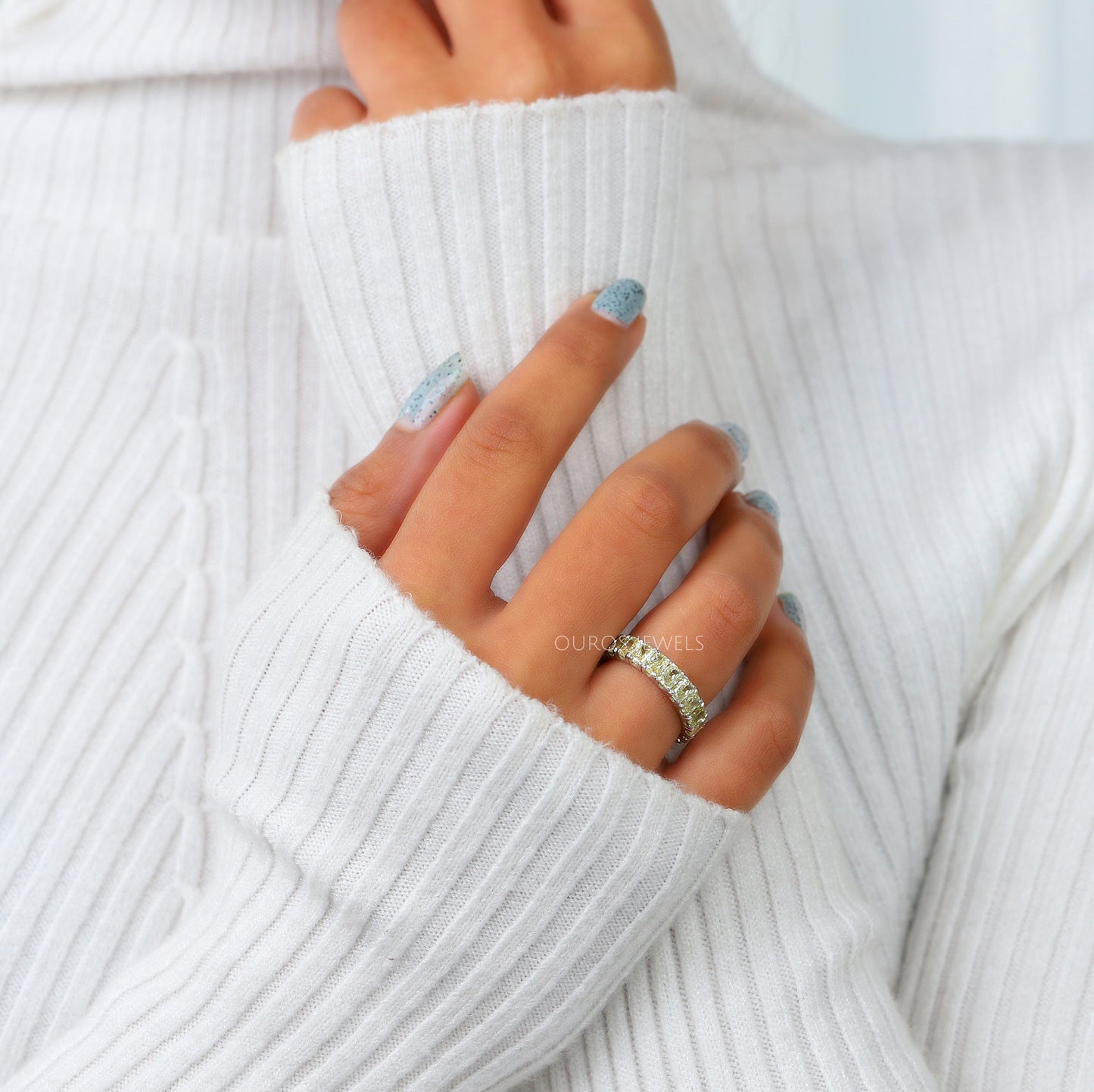 Yellow Radiant  Cut Eternity  Wedding Band