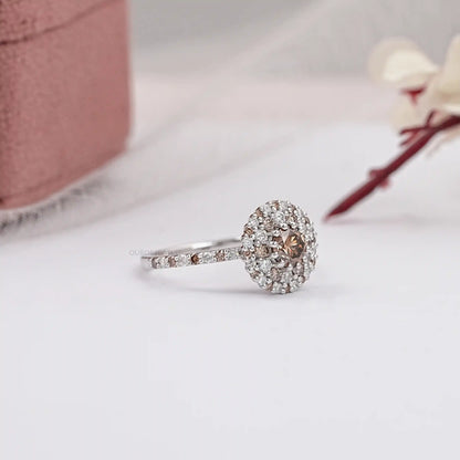 Chocolate Round Cut Cluster Diamond Ring