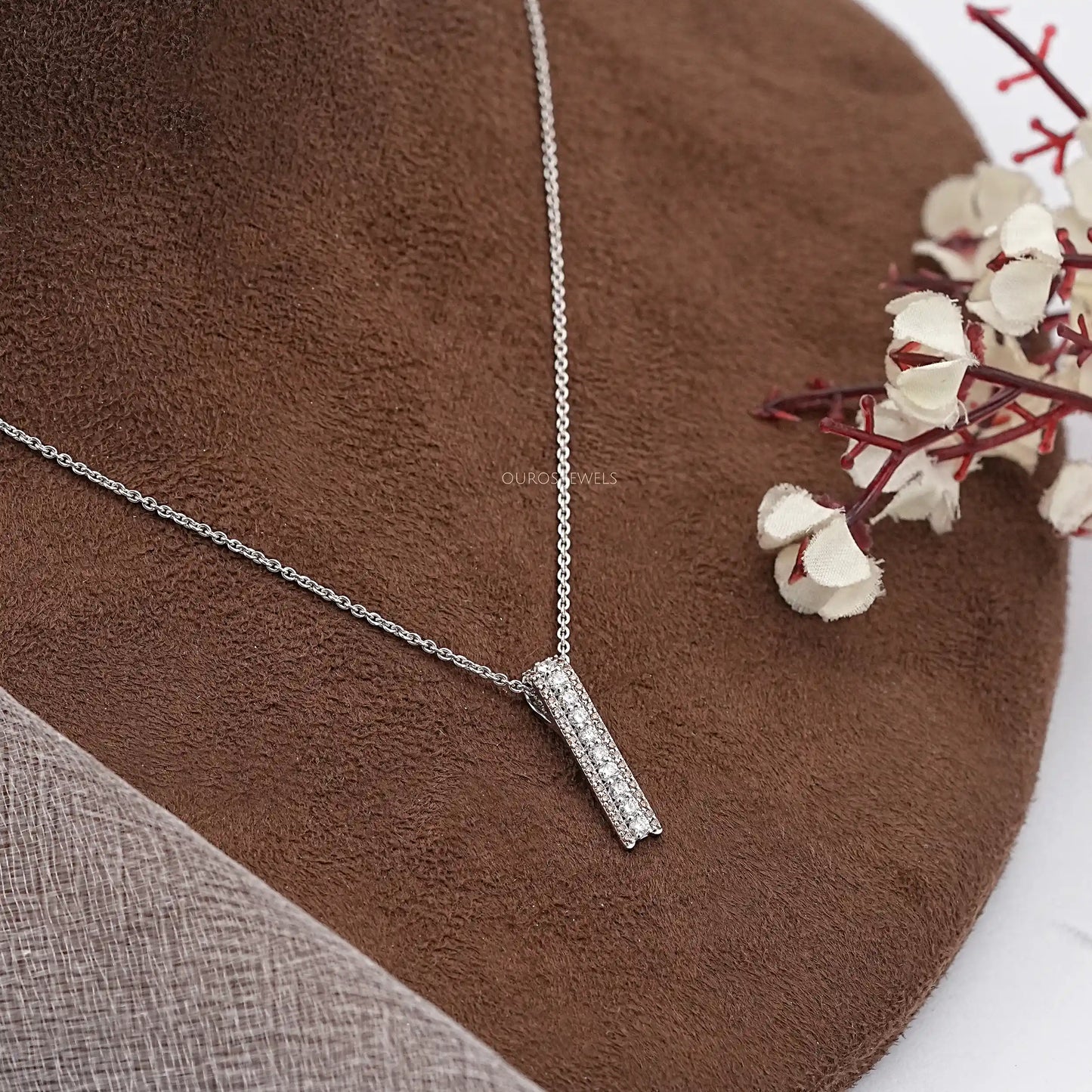 Line Bar Chocolate Round Cut Pendant