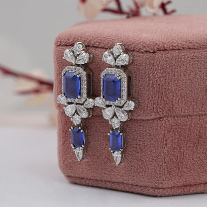 Blue Sapphire Gemstone Drop Dangle Earring