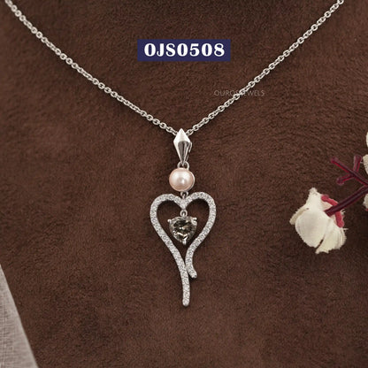 Olive Heart Cut Halo Lab Diamond Pendant
