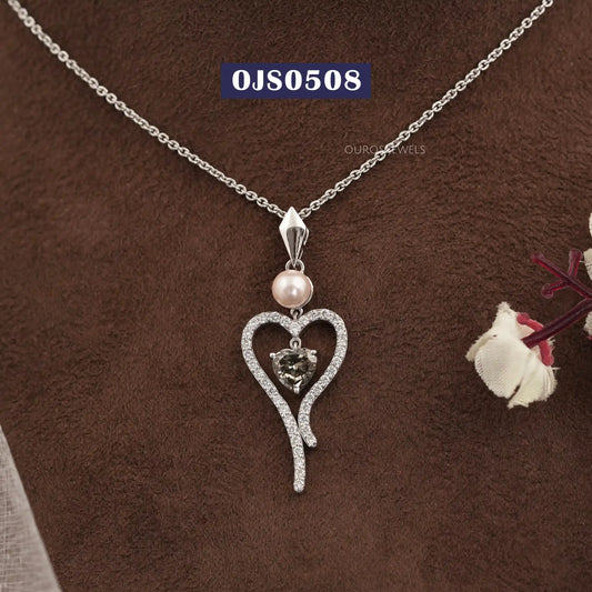 Olive Heart Cut Halo Lab Diamond Pendant