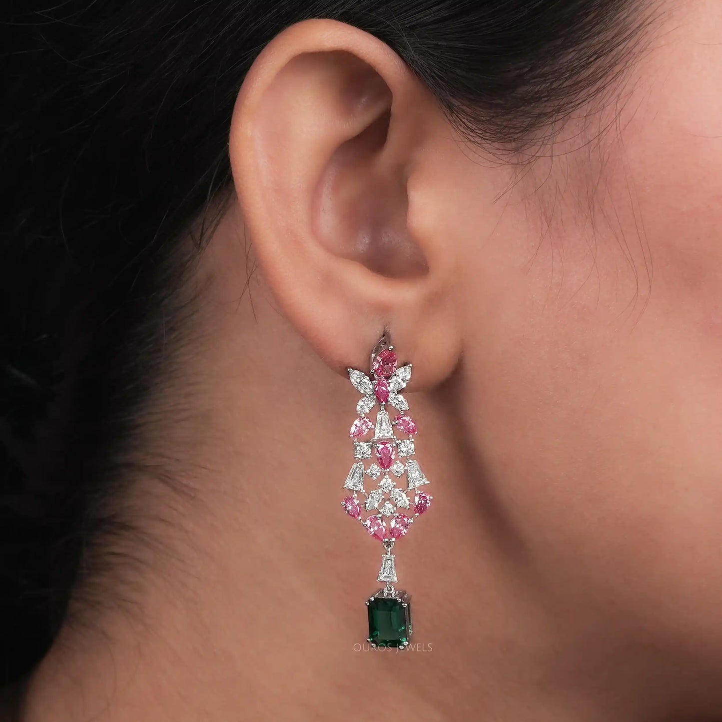 Multi Shape Lab Grown Diamond Chandelier Earrings