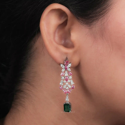 Multi Shape Lab Grown Diamond Chandelier Earrings