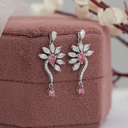 Fancy Pink Pear Cut Drop Dangle Earring