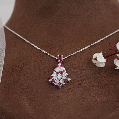Red Pear Cut Lab Grown Gemstone Pendant