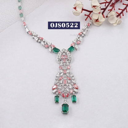 Lab Green Gemstone Bridal Necklace