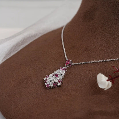 Red Pear Cut Lab Grown Gemstone Pendant