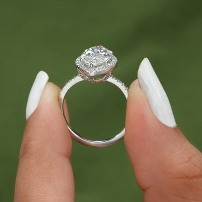Marquise Cut Halo Lab Grown Diamond  Engagement Ring