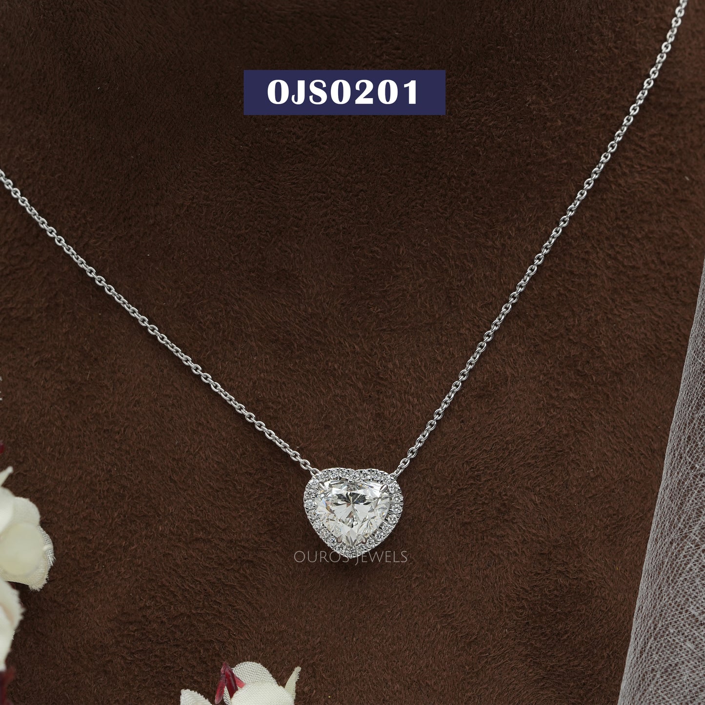 Heart Cut  Halo  Lab Diamond  Pendant